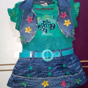 1-2 YrSea Green Midi With Jacket And Belt