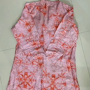 Poly cotton tie & dye long kurti