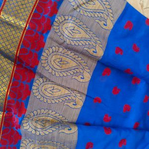 Blue saree With mango Design 💖