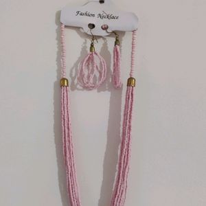 Baby Pink Beads Jewellery Set