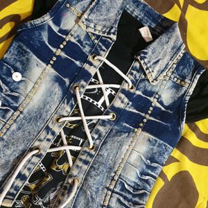 Beautiful 2 Piece Set Of Denim Jacket And T Shirt