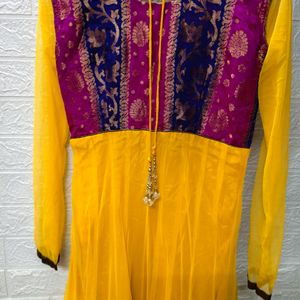 "Radiant Yellow & Purple Anarkali