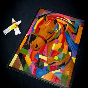 Running Horse Abstract×Cubism Painting