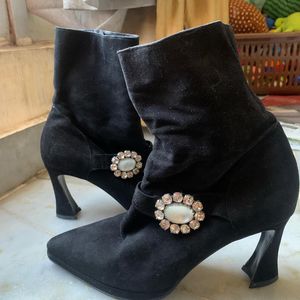 Vintage Suede Jewelled Boots