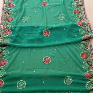 Green Embellished Dupatta