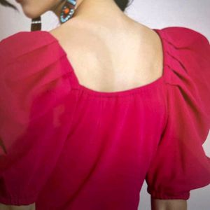 Pink Power Shoulder Stylish Top