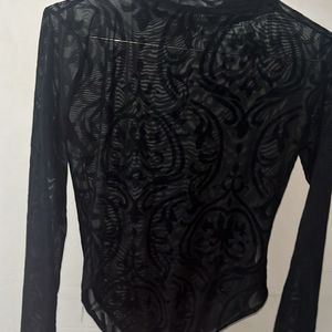 Shein Mesh Black Bodysuit