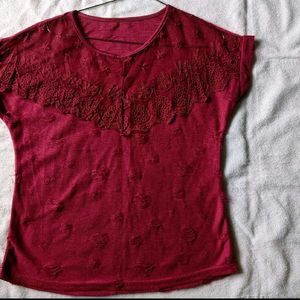 Wine Lace Top