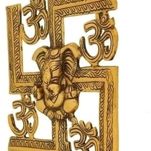 Metal Wall Hanging On Swastik Ganesha Idol