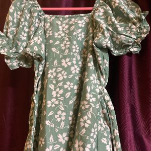 Green Floral Print Dress