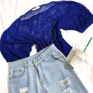 Pinterest Navy Blue Mesh Top By C&C