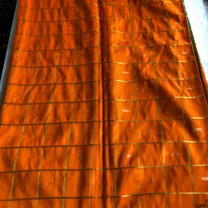 New Orange Checks Saree