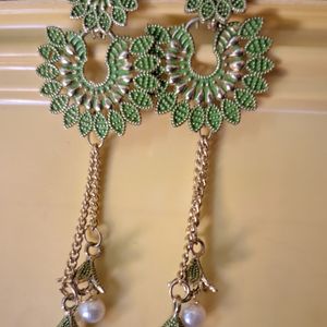 Green Ethnic/Trendy Hanging - Earring