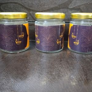 Glas Jar Pack Of 3... 7Cms