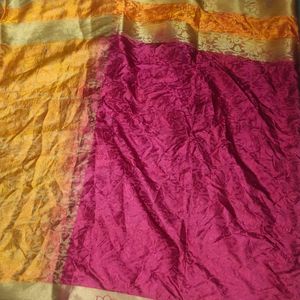 Maroon And Yellow Saree Sare