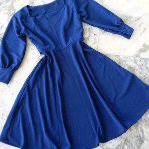 Dark Blue Knee Length Dress