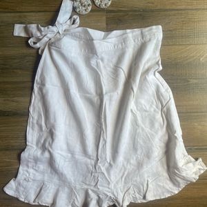 H&M New Off White Wrap Skirt With Ruffles