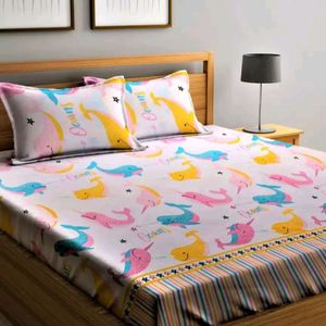 Home Sizzler Brand Queen Bedsheet With 2P Cover