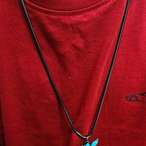 Brand New Black Chain With Stoned Pendant