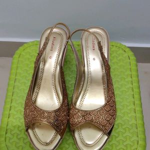 KHADIMS Gold Sequin Heels