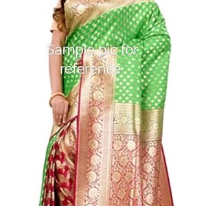 New Green And Pink Katan Banarasi Saree