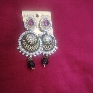 New Partywear Heavy Stone &Pearl Earrings