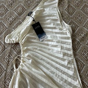 (Negotiable) One-Shoulder Pleated Maxi Dress