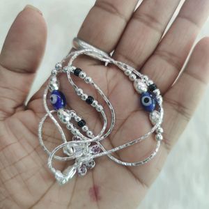 Evil Eye Pure Silver Payal For Women's