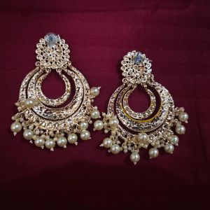 Kundan Studded Yellow Earrings