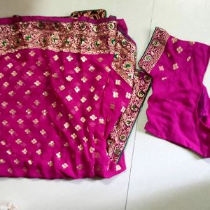 Heavy Designed Saree With Stitched Blouse