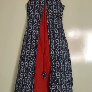 Blue Red Beautiful Long kurti In Small Size