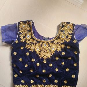 Navy Blue And Gold Crop Top