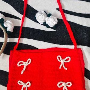 Crochet Red Sling Bag