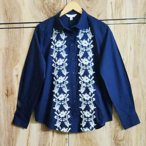 Black Embroidery Work Cotton Shirt Size-40-42