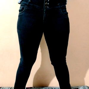 High Waist Women Black Jeans