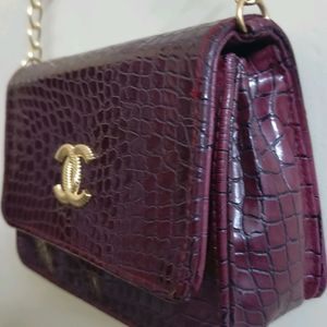 Slingbag Crocodile PU Maroon Pattern