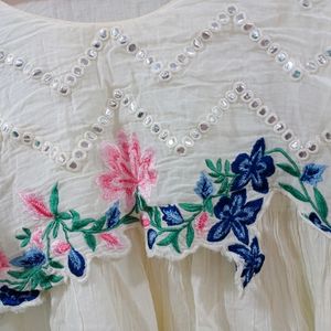 Floral Embroidered A-line Dress