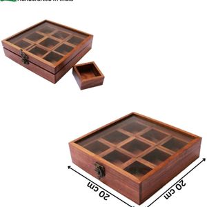 Offer 🔥 Wooden Spice Box 9 Partition With Glass L