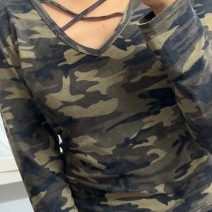 Casual Military Printed Shein Top