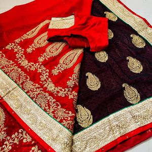 Bridal Red Colour Beautiful Saree