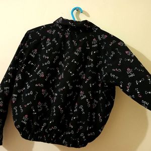 Women  Black Printed Shirt Style Top