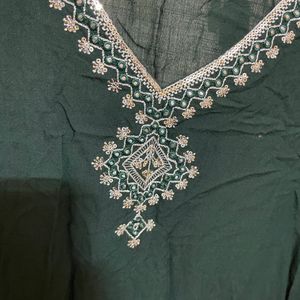 Green Yoke Print Kurta