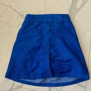 Cotton Denim Skirt With Attached Shorts