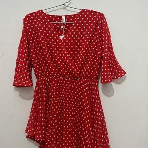 Red And White Polka Dots Tunic Top