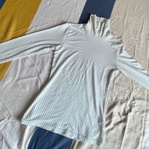 Turtle Neck White Top For Women