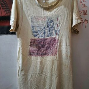 White Print [L] Sized T-shirt