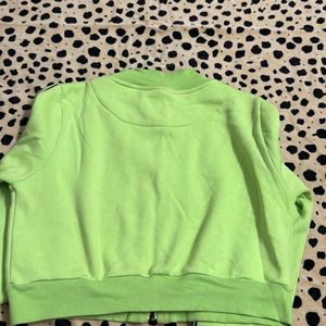 Women Lime Green Hooded Crop Jackets