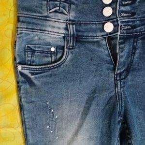 Denim Designer Capri Jeans For 8 To 10 Year