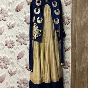 Beautiful Designer Gown With Embroidered Top