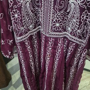 Here&Now Purple Chikankari Kurta